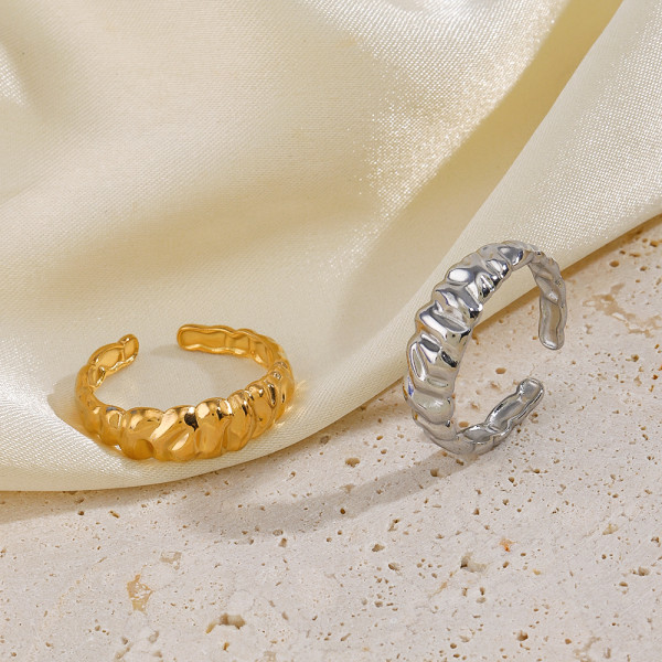 Anillos abiertos chapados en oro de 18 quilates con revestimiento de acero inoxidable de color sólido Hip-Hop