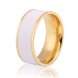 Anillo epoxi blanco dorado de acero titanio de nueva moda