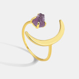 Anillo de cobre de la luna de la moda, anillos de cobre de las piedras preciosas artificiales de la galjanoplastia de la luna de la joyería del anillo