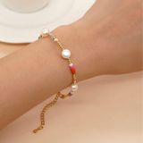 Brazalete con cuentas de cobre redondo de estilo simple