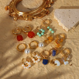 Pendientes de perlas elegantes con revestimiento de cobre y perlas, 1 par