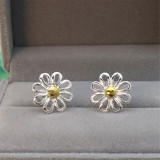 1 par de aretes de cobre chapados en crisantemo de estilo simple