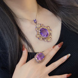 Collar de anillos de circonio con incrustaciones de cobre geométrico elegante y lujoso para mujer