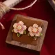 Pendientes chapados en oro de 14K, perlas artificiales de cristal Artificial de cobre con incrustaciones de Flor Retro elegante, 1 par