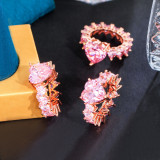 Anillos chapados en rodio chapados en oro rosa con incrustaciones de cobre en forma de corazón de estilo simple