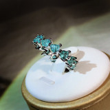 Anillos de gemas con incrustaciones de latón chapado en forma de corazón brillante romántico