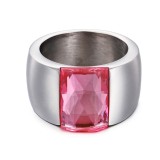 Anillo de piedra de color con incrustaciones de acero y titanio, joyería sencilla al por mayor