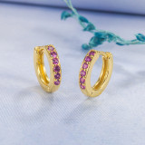Pendientes de cobre de una sola fila de diamantes completos multicolores con personalidad de moda para mujer