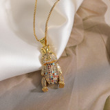 Collar colgante de Zircon chapado en oro lindo del cobre 18K del conejo del viaje a granel