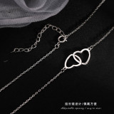 Collar de acero de titanio hueco en forma de corazón, cadena de clavícula Simple a la moda
