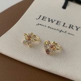 Pendientes de diamantes artificiales de cobre con incrustaciones chapadas en forma de corazón y estrella de estilo Simple y dulce, 1 par