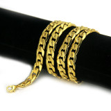 Collar de cadena de bronce dominante de oro de Europa y América Cadena de oro grande en relieve para hombres