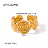 Anillos abiertos chapados en oro de 18 quilates con revestimiento de acero inoxidable en espiral redondo de estilo simple de IG