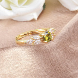 Nuevo anillo transfronterizo de circón verde oliva europeo y americano anillo de diamantes de moda anillo abierto de Color