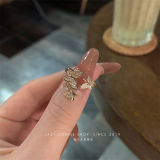 1 pieza moda flor mariposa lazo nudo cobre incrustación perlas artificiales anillos de circón