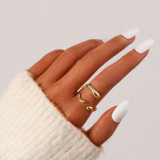 Anillo Abierto Geométrico De Moda Chapado En Acero Inoxidable