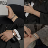 Pulseras de acero titanio con letras Hip-Hop 1 pieza