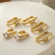 1 par de pendientes chapados en oro de 18 quilates con incrustaciones rectangulares de estilo Simple y circonita de cobre
