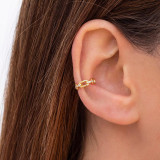 Clip de oreja de cobre con diamante intermitente para mujer, Clip para hueso del oído hueco geométrico, sin perforaciones, a la moda