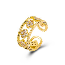 Nuevo anillo transfronterizo para nudillo de dedo índice, anillo de flor de circón con microincrustaciones de moda, anillo geométrico hueco