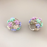 1 par de pendientes de perlas artificiales de cobre con incrustaciones de flores geométricas para mujer