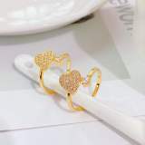 Anillo de lujo ligero con circonita y diamantes en forma de corazón Anillo chapado en oro de 18 quilates para el día de San Valentín