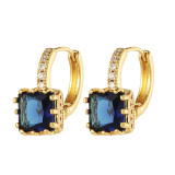 Pendientes De Circón Chapados En Oro Y Cobre Cuadrados De Moda, 1 Par