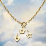 Estilo INS Sweet Star Forma de corazón Flor Chapado en acero inoxidable Incrustación de circón Collar de pulseras chapadas en oro de 18 quilates