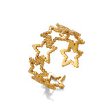Anillos abiertos chapados en oro de 18 quilates con revestimiento de acero inoxidable con pentagrama de estilo simple