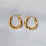 1 par de pendientes de aro chapados en oro y cobre chapados en color sólido geométrico de estilo simple
