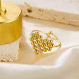 Anillos abiertos chapados en oro de 18K chapados en acero inoxidable con forma de corazón de estilo simple de estilo vintage