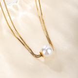 Collar con colgante chapado en oro de 18 quilates con revestimiento de platino de acero inoxidable redondo romántico para mujer