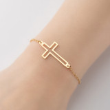 Pulseras de acero inoxidable con relámpago y letras cruzadas de estilo simple para mujer