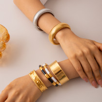 Brazalete chapado en oro de 18 quilates con revestimiento de acero inoxidable de color sólido estilo IG