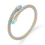 Brazalete de acero inoxidable con bloques de color de estilo simple a granel