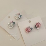 1 par de pendientes colgantes de diamantes de imitación de cobre con incrustaciones en forma de corazón y letras de estilo dulce y fresco