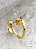Anillo abierto de perla gema chapado en oro de acero inoxidable cuadrado redondo estilo simple estilo vintage casual a granel