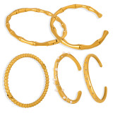 Brazalete de circón de perlas artificiales chapado en oro de 18 quilates de acero de titanio de Color sólido brillante de estilo barroco de lujo a granel