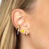 Pendientes Epoxi Multicolor En Forma De Corazón Pendientes Salvajes Compactos Simples