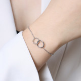 Collar de pulseras de revestimiento de acero de titanio con doble anillo de viaje de estilo simple