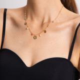 Collar chapado en oro de 18 quilates con revestimiento de acero inoxidable redondo informal estilo IG