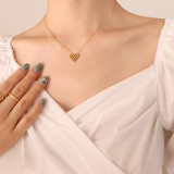 Conjunto de aretes de oro de 18 quilates con collar de costura en forma de corazón de moda