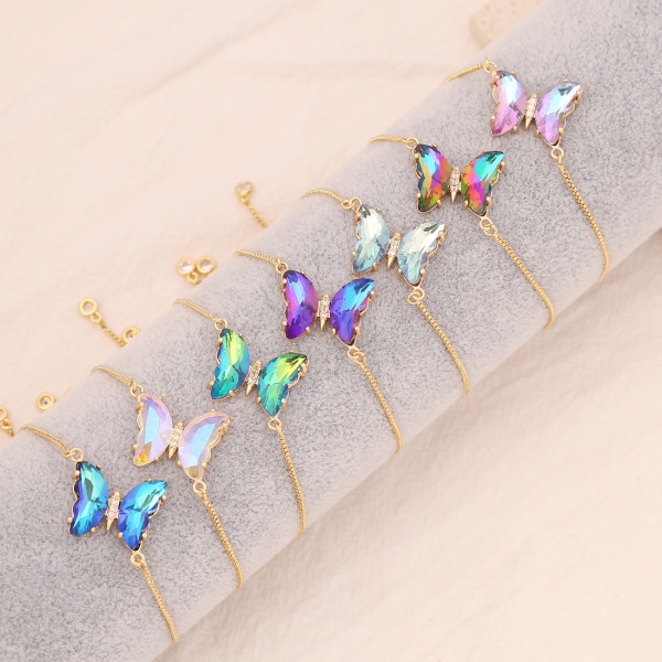 Pulseras De Circón Con Incrustaciones De Cobre De Mariposa De Moda 1 Pieza