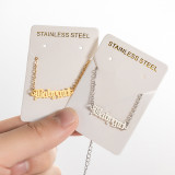 Pulseras de acero inoxidable con relámpago y letras cruzadas de estilo simple para mujer