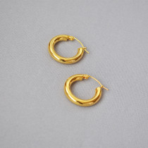 1 par de pendientes de aro chapados en oro y cobre chapados en color sólido geométrico de estilo simple