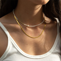 Collares acodados geométricos chapados en oro de 18 quilates de acero inoxidable de estilo simple