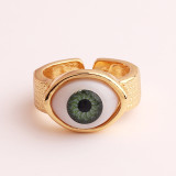 Anillo abierto de cobre con ojo de diablo Retro, anillos de cobre de resina chapados