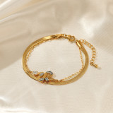 Pulseras de diamantes de imitación chapadas en oro de acero inoxidable con forma de serpiente de moda
