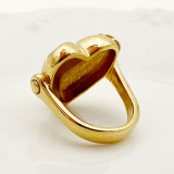 Anillos chapados en oro románticos del chapado en acero inoxidable de la forma del corazón del estilo del vintage