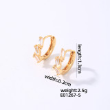 1 par de pendientes de aro chapados en oro blanco con incrustaciones de cobre y circonita chapados en oro blanco de estilo sencillo informal